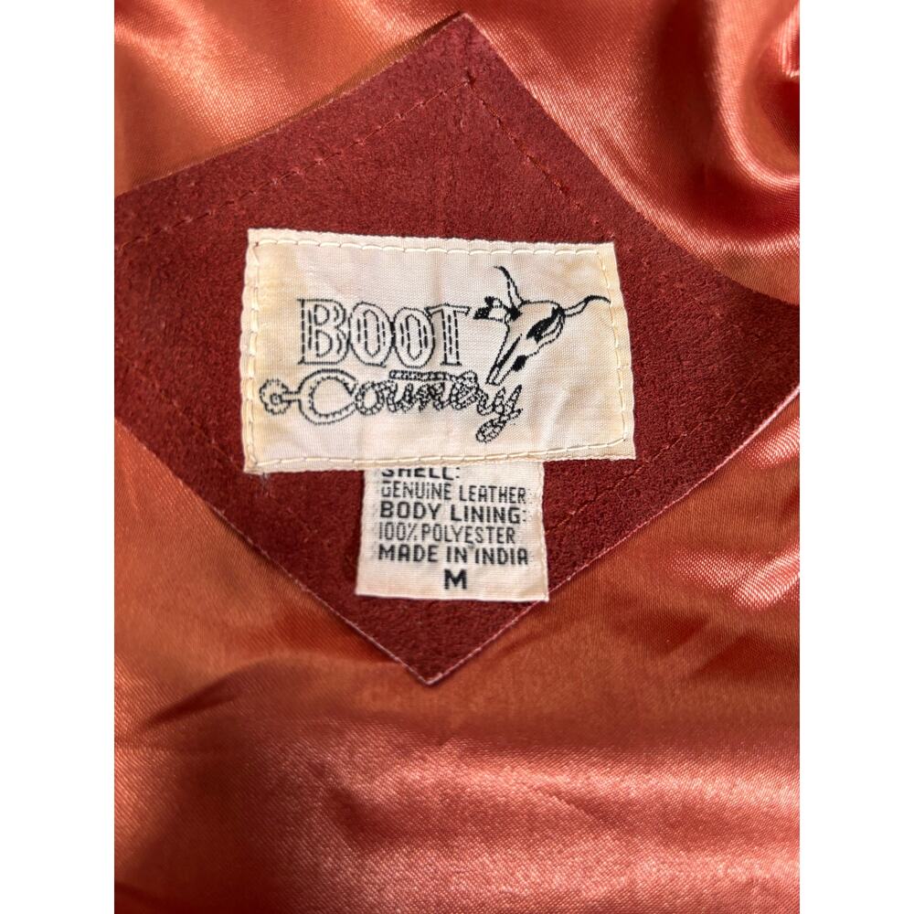 Vintage Cowboy Boot Suede Leather Cropped Western Blazer Jacket Boho Cowgirl - Picture 6 of 7